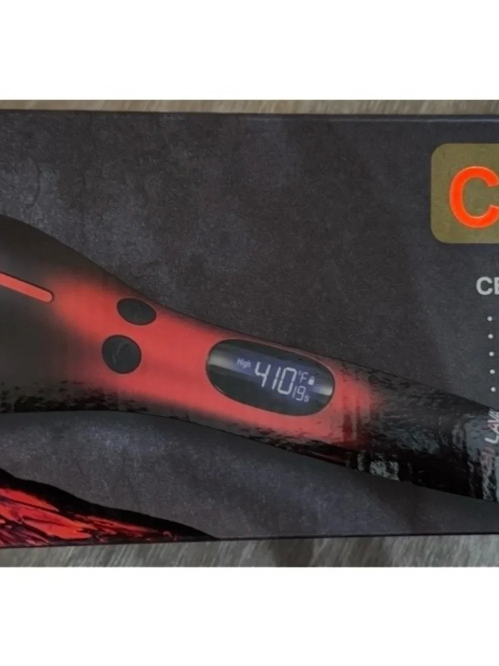CHI LAVA 1” VOLCANIC SPIN AND CURL - Red and Black with LCD Temperature Display